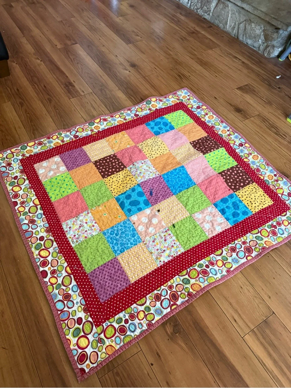 35x37 Vintage Y2K Handmade Patchwork Quilt Colorful Boho Cottagecore Retro